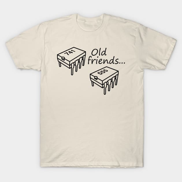 741 Op-Amp and 555 Timer Chips - Old Friends T-Shirt by Starchip Designs